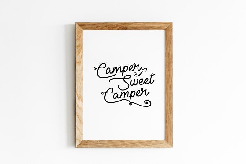 Camper Sweet Camper print inside a brown frame