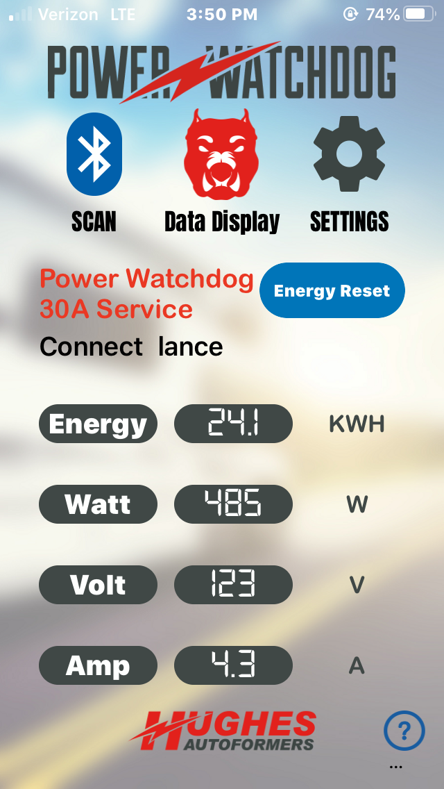 Surge protector app screen