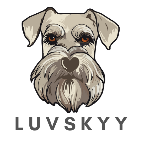 An illustration of a beige and gray schnauzer above the words LuvSkyy